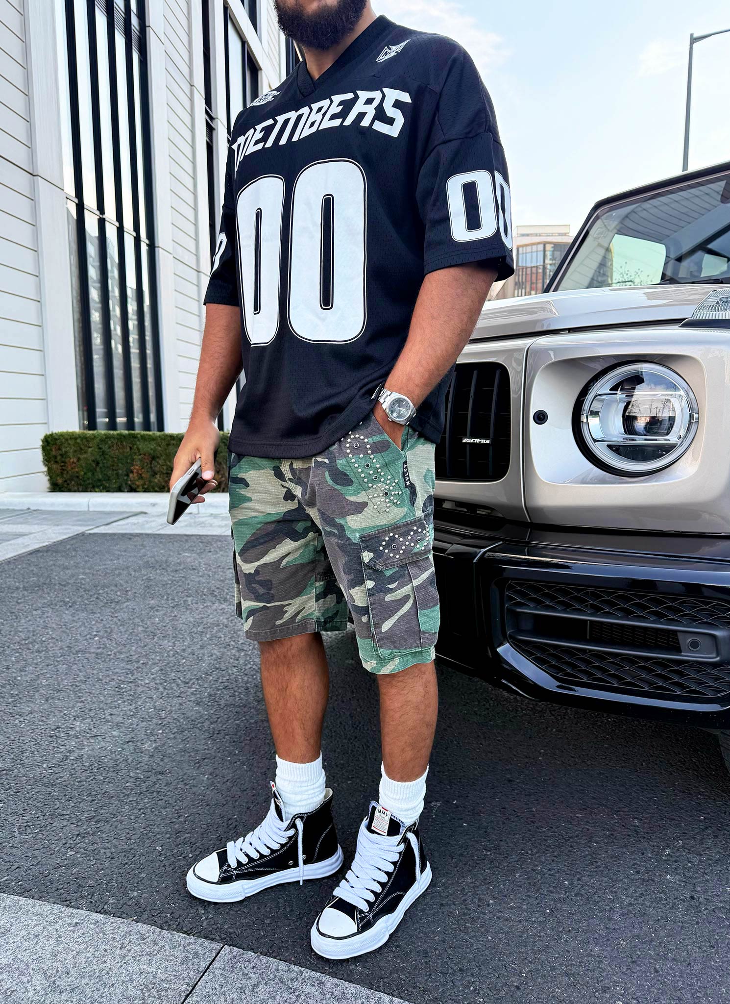 Vintage Studded Cargo Shorts - Camo - Image 9