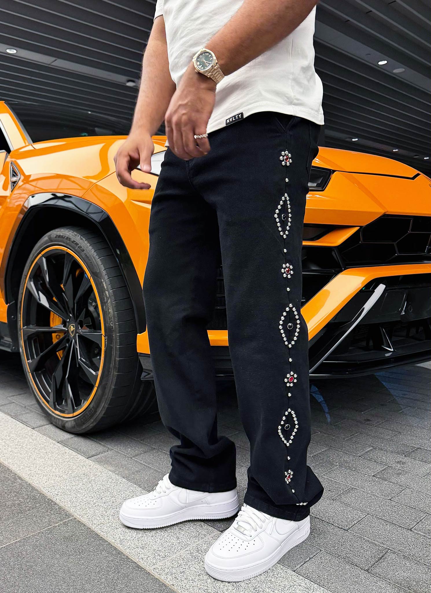 Vintage Studded Jeans - Black - Image 9