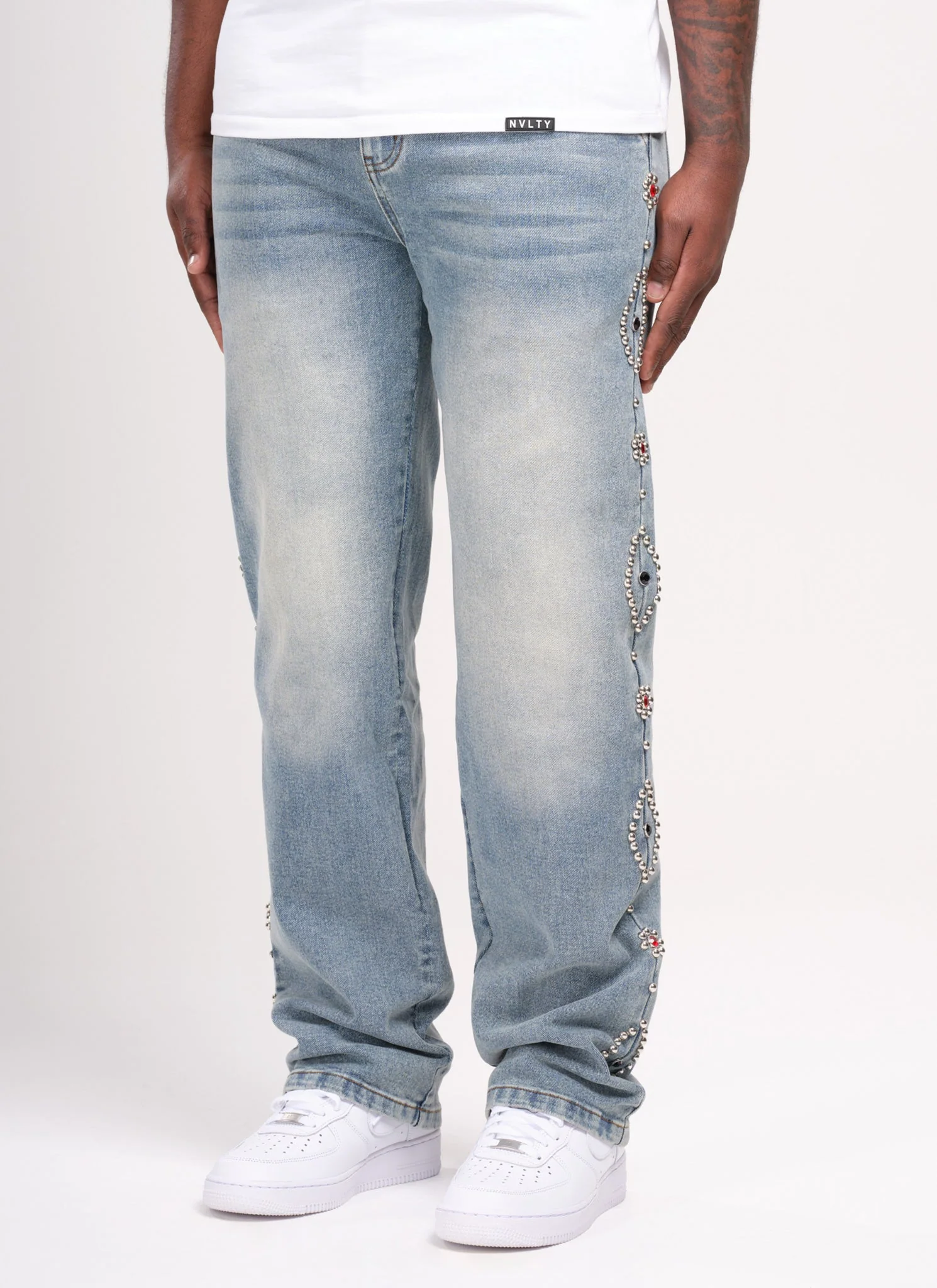 Vintage Studded Jeans - Blue - Image 2