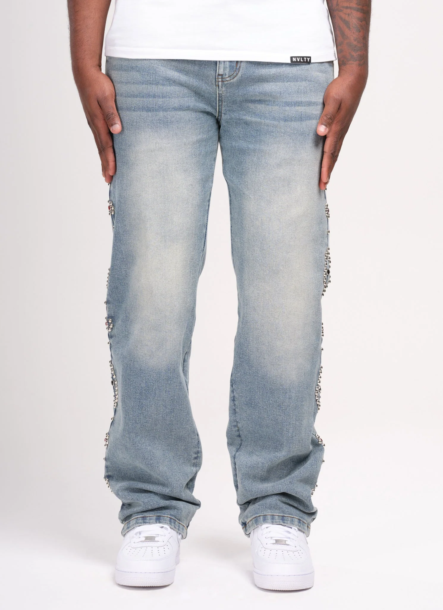 Vintage Studded Jeans - Blue - Image 4