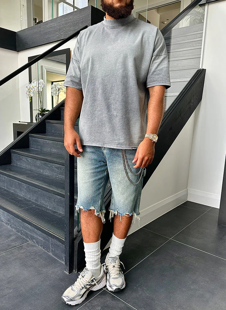 Vintage Sunfaded Drop Shoulder T-Shirt - Grey - Image 10