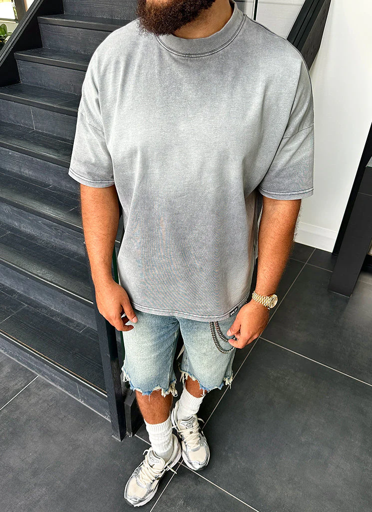 Vintage Sunfaded Drop Shoulder T-Shirt - Grey - Image 12