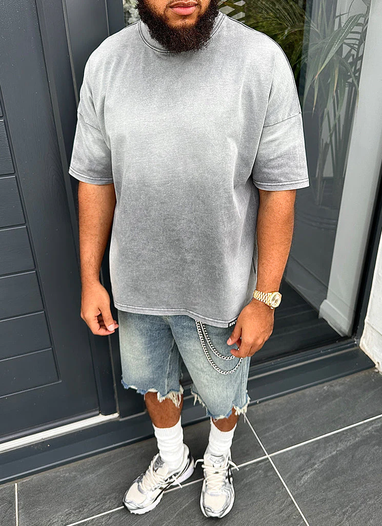Vintage Sunfaded Drop Shoulder T-Shirt - Grey - Image 3