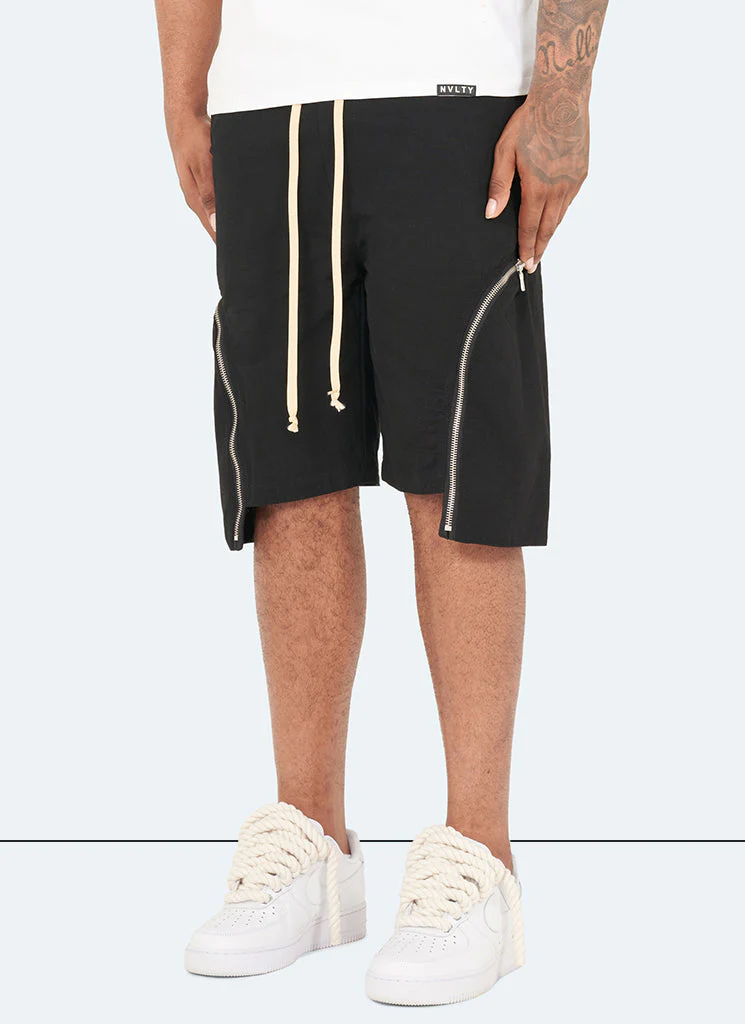 Vintage Zipper Cargo Shorts - Black - Image 2