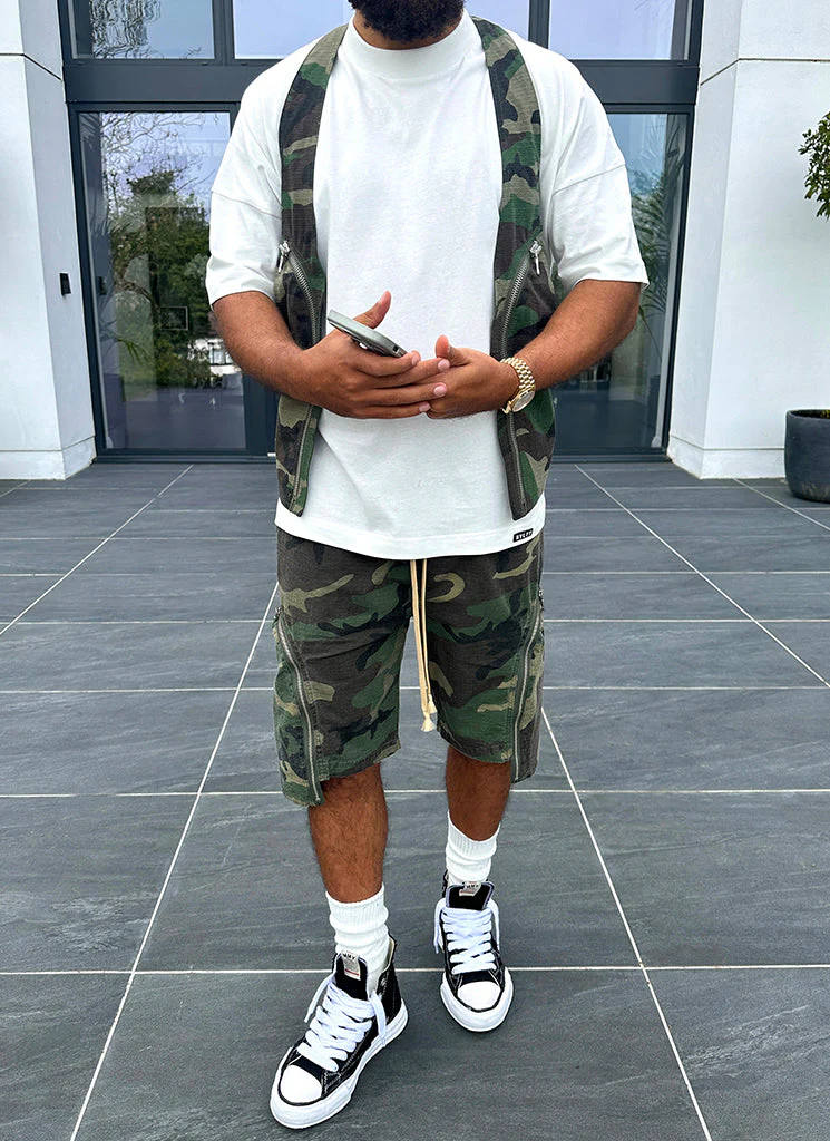 Vintage Zipper Cargo Shorts - Camo - Image 4