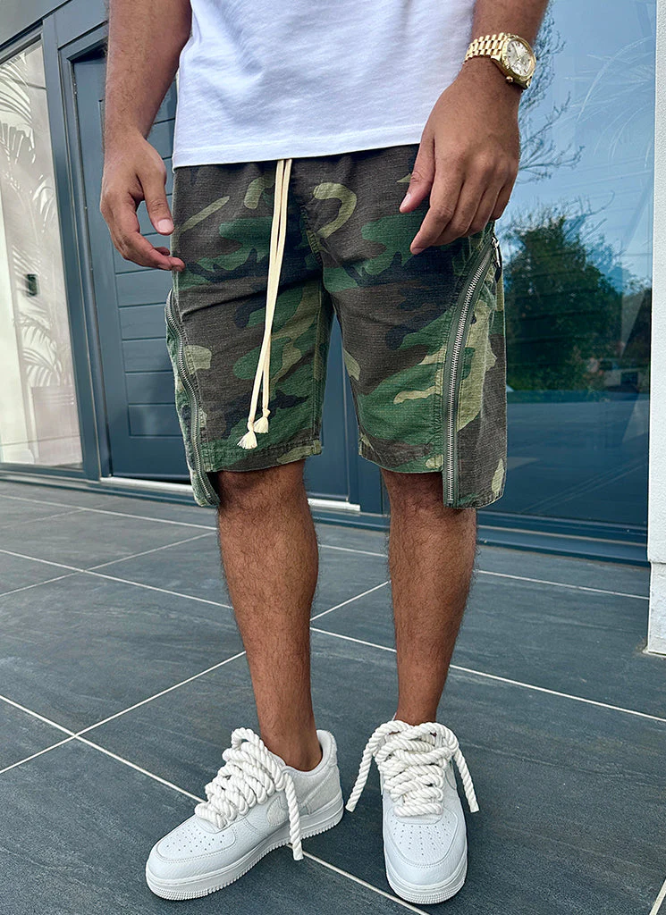 Vintage Zipper Cargo Shorts - Camo - Image 5