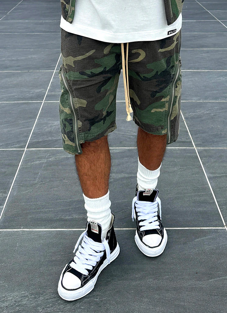Vintage Zipper Cargo Shorts - Camo - Image 6